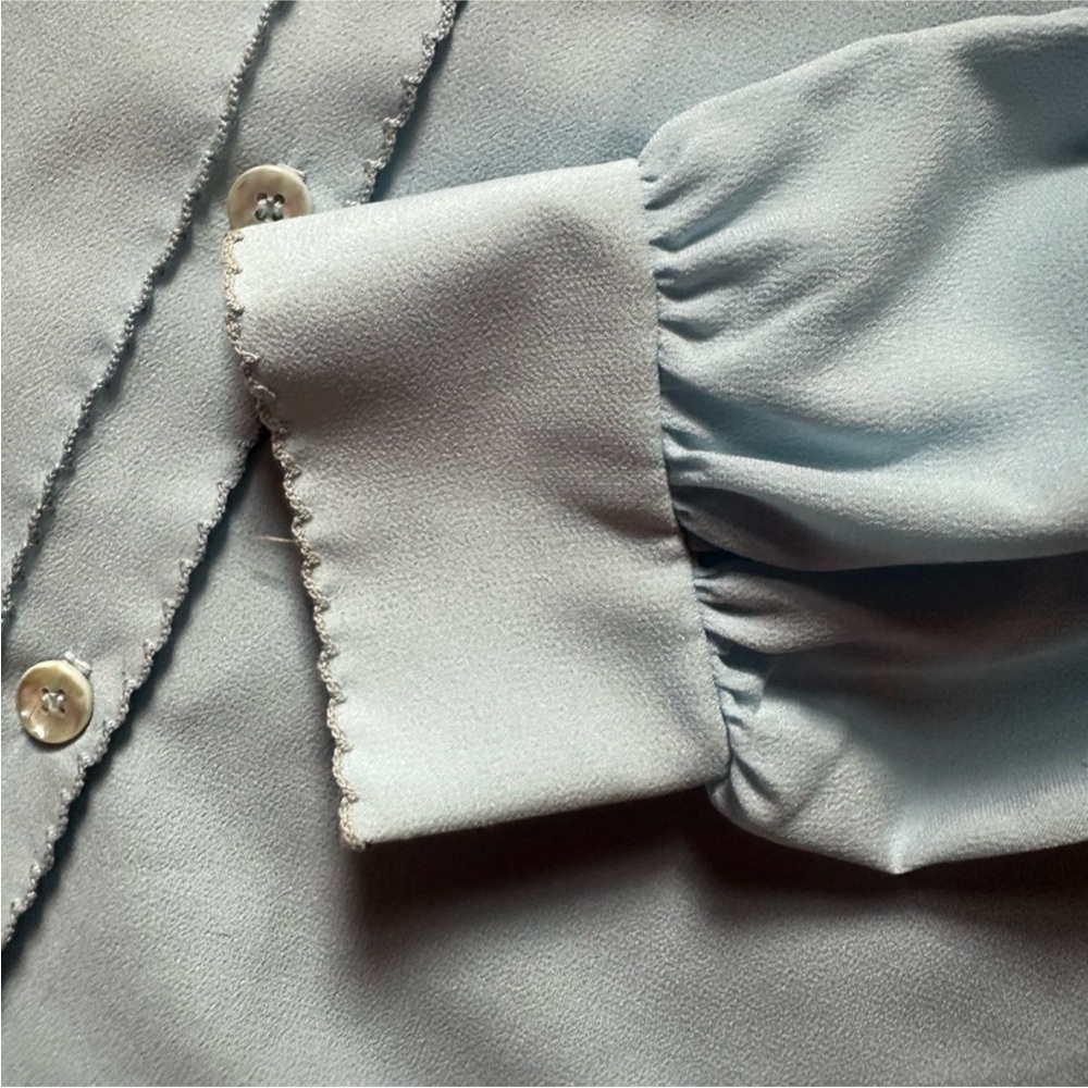 Vintage Lee Mar Pageant Secretary Blouse – Powder Blue Scallop Trim – Size 12 - Picture 5 of 7